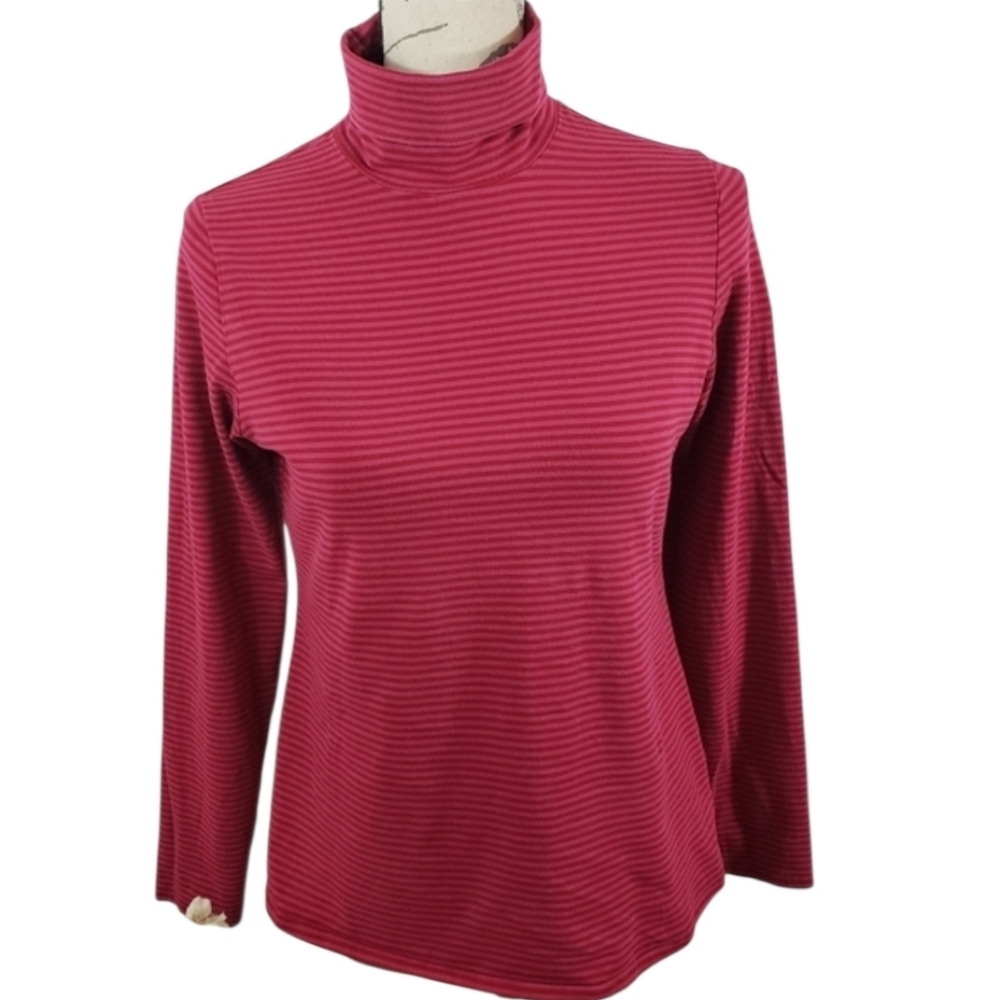 J.Jill Petite Turtleneck Striped Jersey Top Long Sleeve